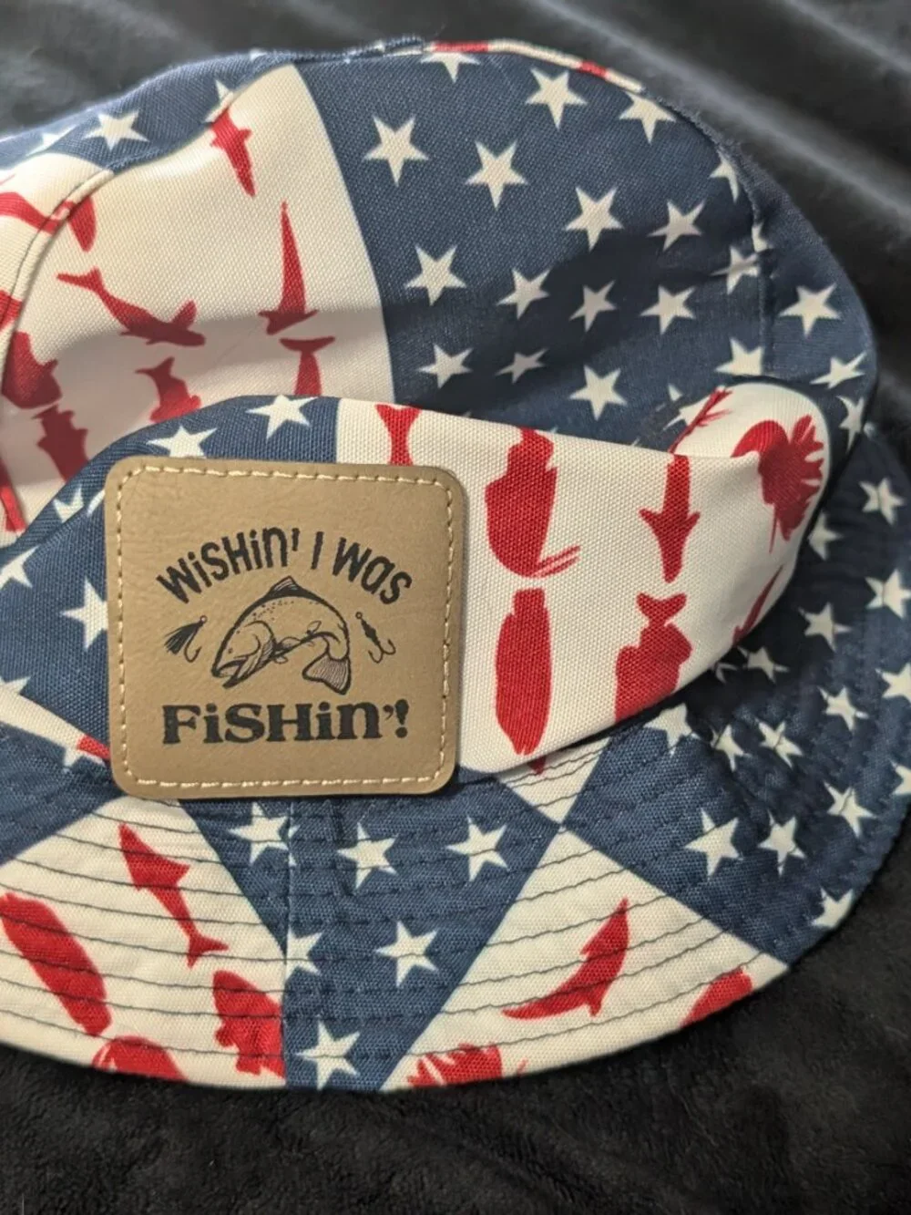 Kids Fishing hat - Patriotic American Flag bucket hat - NEW (reversible)